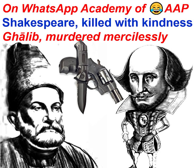 Shakespeare, killed with kindness and Ghālib, murdered mercilessly